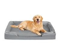 PawHut Canapé-lit pour chien, lit lavable en peluche douce avec couverture amovible en flanelle et fond antidérapant, anti-anxiété pour chats, petits, moyens et grands chiens, 112 x 80 x 16,5 cm, gris