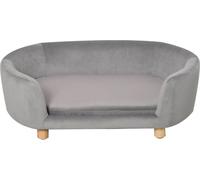 PawHut Canapé pour animaux de compagnie Lit pour chien avec velours hollandais mousse bouleau jambe pour chats chiens 86 x 55 x 33 cm Gris clair