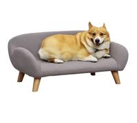 Canapé chien lit pour chien design scandinave déhoussable dim. 72L x 44l x 31H cm pieds bois tissu polyester gris