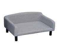 PawHut Canapé pour Chien à Dossier pour Chien Moyen 82x54x36 Gris Clair | Lit pour chien, canapé en velours pour chien, pieds en bois, canapé pour chat