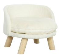 PawHut Canapé pour chien avec coussin, pieds en bois, lavable, canapé surélevé pour petits chiens, 40,5 x 40,5 x 33 cm, blanc crème
