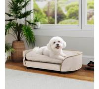 PawHut Canapé pour chien canapé pour animal de compagnie avec coussin amovible et housse lavable 66 x 43 x 19,5 cm beige