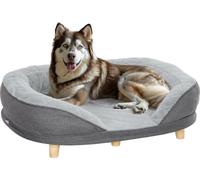 PawHut canapé pour chien Canapé pour chien, housse lavable, canapé pour animaux de compagnie avec dossier et pieds en bois, canapé pour chat, pour chiens de taille moyenne de moins de 25 kg, gris