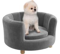 PawHut canapé pour chien Canapé pour chien, housse lavable, canapé pour animaux de compagnie avec dossier et pieds en bois, canapé pour chat, pour petits chiens de moins de 4,5 kg, gris