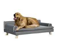PawHut Canapé pour Chien Chat Design scandinave Coussin Moelleux Amovible Pieds Bois Massif 100 x 62 x 32 cm Gris