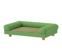 PawHut Canapé pour chien chat lit pour chien surélevé, assise de tapis frais, accoudoirs, en velours doux 63 x 41 x 17 cm, vert