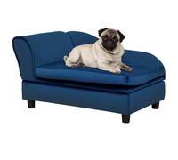 PawHut Canapé pour chien de luxe avec rangement caché pour chiots, Bleu | Petit canapé-lit pour chien avec mousse souple 2", meuble moderne pour petites races