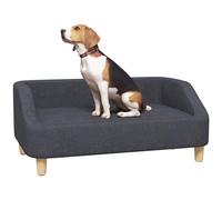 PawHut Canapé pour chien et chat - Pour chiens de taille moyenne et grande taille - Avec design surélevé - Fauteuil avec pieds en bois - Gris foncé - 95 x 63 x 39 cm