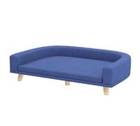 PawHut Canapé pour chien grand lit surélevé pour chien coussin lavable cadre en bois tissu polyester 98 x 67 x 25 cm bleu
