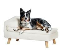 Canapé chien méridienne style scandinave 2 coussins déhoussables bois aspect fourrure crème Crème G
