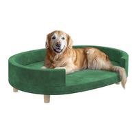 PawHut Canapé pour Chien, Sofa pour Chat, Fauteuil pour Chat, Surface en Velours Doux, avec Coussin Amovible, Pieds en Bois Massif, 100l x 70P x 25H cm, Vert