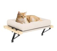 PawHut Chaise Longue chauffante pour Chat 50 x 36 cm avec Support réglable, Coussin Amovible et Lavable en Machine, lit pour Chat, hamac, radiateur, Chat, Blanc crème