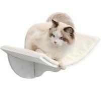 PawHut Chaise longue pour chats Chaise longue murale Lit pour chat Étagère pour chat Montage mural Coussin en peluche Blanc 41 x 28 x 21 cm