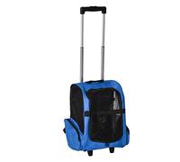 Pawhut Chariot de transport 2 en 1 pour animaux de compagnie avec 2 roues pour chiens et chats avec poignée rétractable en aluminium et poches de rangement 42 x 25 x 55 cm Bleu