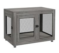 PawHut Chenil 37in avec Coussin 2 Portes pour Grands Chiens Gris