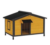 PawHut Chenil avec Toit Pliant et Porte 97x72x65cm Naturel