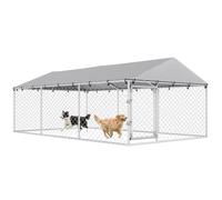 PawHut chenil d’extérieur avec Toit imperméable Anti-UV pour Chiens Moyens et Grands, 4 x 2,3 x 1,5 m, argenté