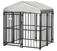 PawHut Chenil Enclos pour Chiens de Petite et Moyenne Taille, Poules et Canards avec Toit, 122x122x138 cm