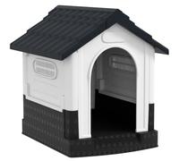 PawHut Chenil pour l'extérieur, Races Miniatures, 64.5 x 57 x 66 cm, Gris | Maison pour chien en plastique, abri pour animaux résistant à l'eau avec fenêtres, pour jardin terrasse
