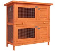 Pawhut Clapier à lapin double niveau 4 portes verrouillables toit ouvrant 90 × 45 × 90 cm
