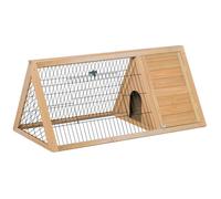 PawHut Clapier triangulaire – Enclos extérieur, niche double porte – Pin massif 116×62×53 cm
