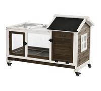 PawHut Enclos pour lapin extérieur Clapier cage à lapins rongeurs sur roulettes 2 portes verrouillables - dim. 108L x 58l x 73,5H cm - bois | Aosom France