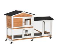 Clapier bois sur roulettes 2 niv. 3 plateaux déjections coulissants sapin blanc pré-huilé G