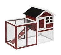 Pawhut Clapier cage à lapins – niche sup., rampe, plateau, enclos 2 portes 122×63×92 cm