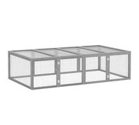 PawHut Clapier Cage à Lapins extérieur intérieur 2 Portes supérieures 181L x 100l x 48H cm Bois Massif Gris