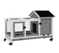 PawHut Clapier Cage à Lapins Rongeurs 108L x 58l x 73,5H cm Bois Gris