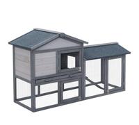 PawHut Clapier Cage à Lapins Rongeurs 2 Niveaux 147L x 54l x 84H cm Gris