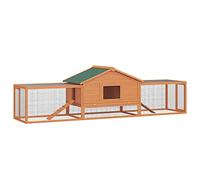 PawHut Clapier Cage à Lapins rongeurs XXL étage Toit bitumé tiroir déjection 3,09L x 0,79l x 0,86H m Bois Massif pin pré-huilé