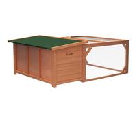 PawHut Clapier d'extérieur, Cage Lapin avec enclos, Toit en Asphalte, Cage à Lapin en Bois, pour Petits Animaux, cochons d'Inde, Canards et Canards, 125,5 x 100 x 49 cm, Orange