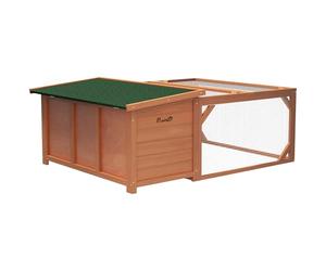 PawHut Clapier d'extérieur, Cage Lapin avec enclos, Toit en Asphalte, Cage à Lapin en Bois, pour Petits Animaux, cochons d'Inde, Canards et Canards, 125,5 x 100 x 49 cm, Orange