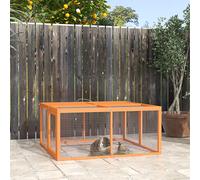 PawHut Clapier Extérieur Pliant pour 2-3 Rongeurs avec Entrées Multiples, en Bois et Acier, 110x105x50 cm, Orange