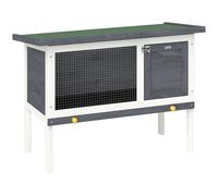 PawHut Clapier Lapin Extérieur en Bois, avec Toit Ouvrable en Asphalt et Plateau Coulissant, Design Surélevé, 90x45x65cm, Gris