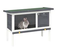PawHut Clapier Lapin Extérieur en Bois de Pin Surélevé 90x45x65cm Gris