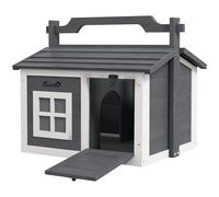 PawHut Clapier portable en bois 2 pièces avec poignée Gris