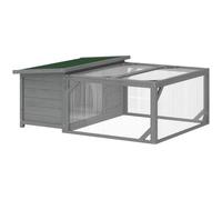 PawHut Clapier pour petits animaux avec toit en asphalte ouvrable - Cage pour petits animaux - En bois de sapin résistant aux intempéries - 125,5 x 100 x 49 cm - Gris