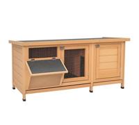 PawHut Clapier sur Pied Cage à Lapin 112L x 50l x 54H cm Naturel et Noir