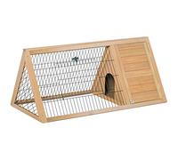 PawHut Clapier triangulaire – Enclos extérieur, niche double porte – Pin massif 116×62×53 cm