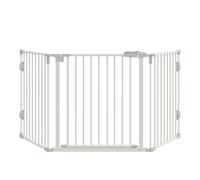 PawHut Clôture de porte pour chien Clôture pour chien Angle de configuration pliante réglable avec porte à fermeture automatique 3 panneaux blanc 202,5 x 76 cm