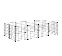 Pawhut Clôture métallique pour Animaux de Compagnie avec 12 Panneaux Parc métallique pour Petits Animaux Amovible Design Bricolage Noir 106 x 73 x 36 cm