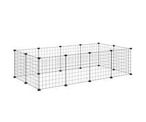Pawhut Clôture métallique pour Animaux de Compagnie avec 12 Panneaux Parc métallique pour Petits Animaux Amovible Design Bricolage Noir 106 x 73 x 36 cm