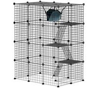Pawhut – Enclos pour lapin intérieur modulable, 4 niveaux, 105 x 70 x 140 cm, Noir