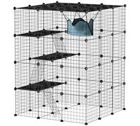PawHut Clôture pour Animaux domestiques, enclos Lapin intérieur, 4 Niveaux, enclos modulable pour Petits Animaux, Lapins, Panneaux grillagés, 105 x 105 x 140 cm, Noir