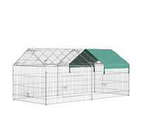 PawHut Clôture pour petits animaux cadre métal galvanisé, 4 piquets 220x103x103 cm argent/vert