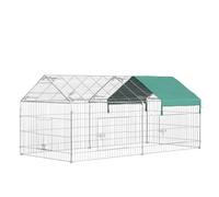 PawHut Clôture pour Petits Animaux 220 x 103 x 103 cm Argent et Vert | Cage pour Animaux Domestiques, Enclos Extérieur Lapin, Cadre en Métal Galvanisé, 4 Piquets de Sol Inclus