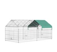 PawHut Clôture pour Petits Animaux Cage pour Animaux domestiques Cadre en métal galvanisé 4 piquets de Sol Inclus 220 x 103 x 103 cm Argent et Vert