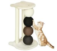 PawHut Colonne griffoir pour Chats, Arbre à Chat griffoir avec Plateforme, Poteau griffoir avec 2 poteaux en sisal et 4 Boules de sisal, Jouet griffoir pour Chats, 38 x 38 x 64 cm